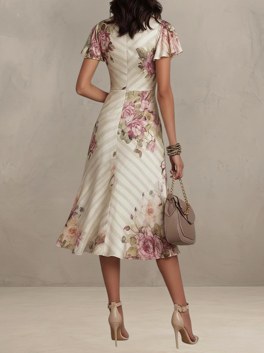 ALBA | ROBE MIDI FLORALE RÉTRO ÉLÉGANTE