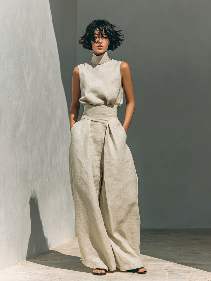 Mode Lumiére™  | ENSEMBLE PANTALON LARGE EN COTON POUR FEMME