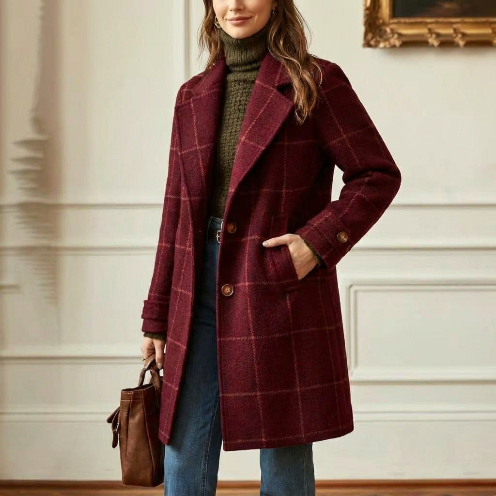 Arvae – Manteau à carreaux raffiné