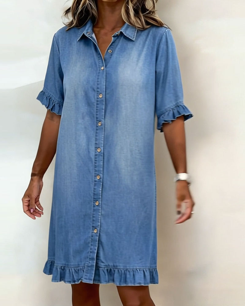 Mode Lumiere™ | Robe en Denim Confortable avec Plis Flatteurs