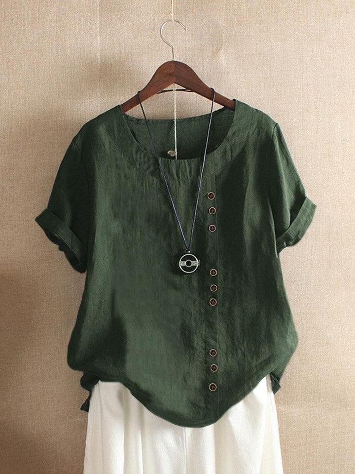 Mode Lumiére™ | Blouse Aérée avec Patte de Boutonnage Bianca
