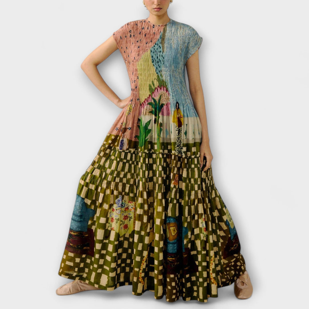 Amara - Robe plissée avec motif animal