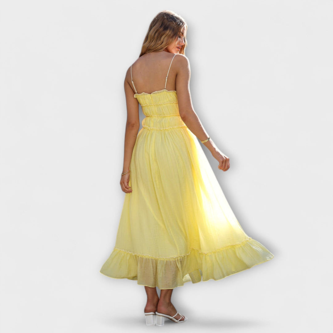 Mode Lumiére™ Celine - Robe midi sans manches avec volants