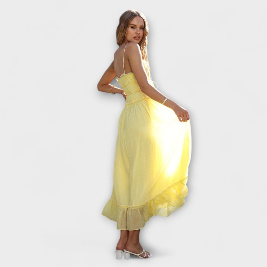 Mode Lumiére™ Celine - Robe midi sans manches avec volants