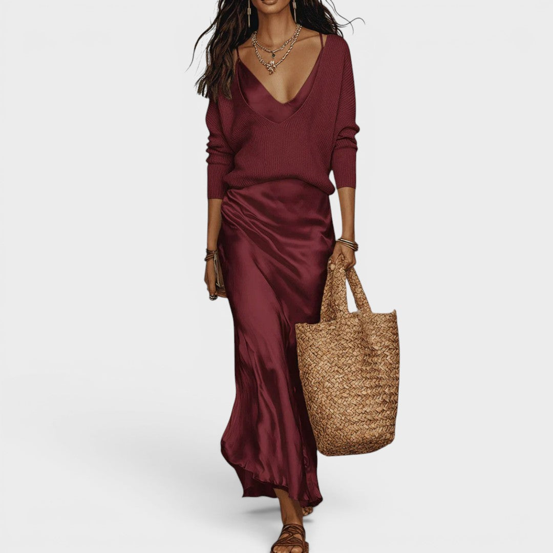 Oriane™ | Robe midi satinée élégante