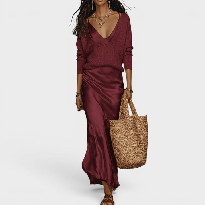 Oriane™ | Robe midi satinée élégante