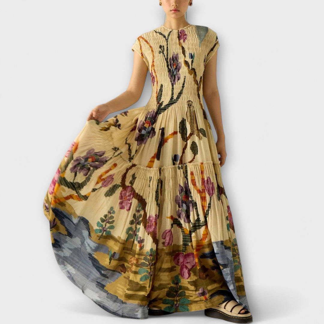 Amanda - Robe maxi à motif plissé