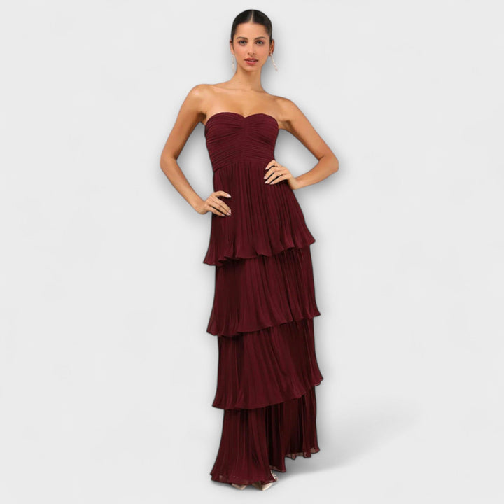 Mode Lumiére™ - Robe maxi sans bretelles avec détails plastifiés