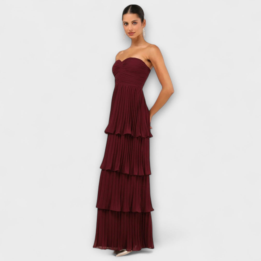 Mode Lumiére™ - Robe maxi sans bretelles avec détails plastifiés