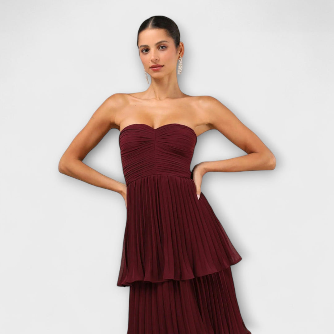 Mode Lumiére™ - Robe maxi sans bretelles avec détails plastifiés