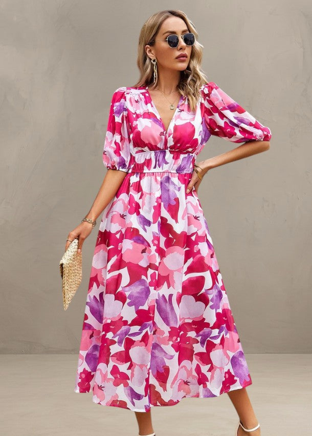 ASTELLA | ROBE MIDI FLORALE FLATTEUSE