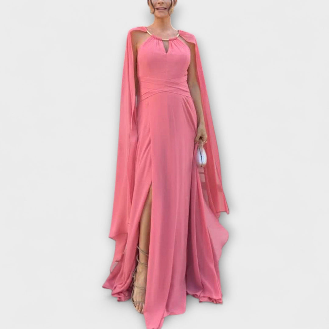 Mabel - Robes maxi élégantes avec cape et fente haute