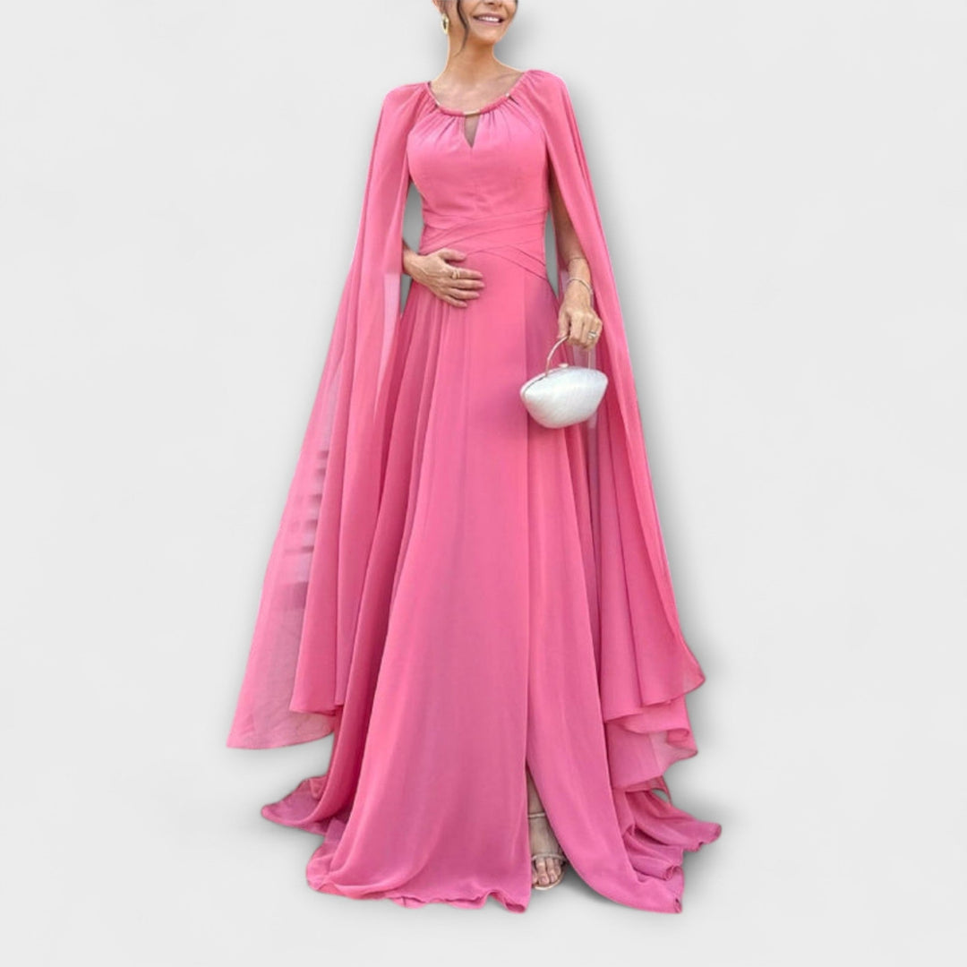 Mabel - Robes maxi élégantes avec cape et fente haute