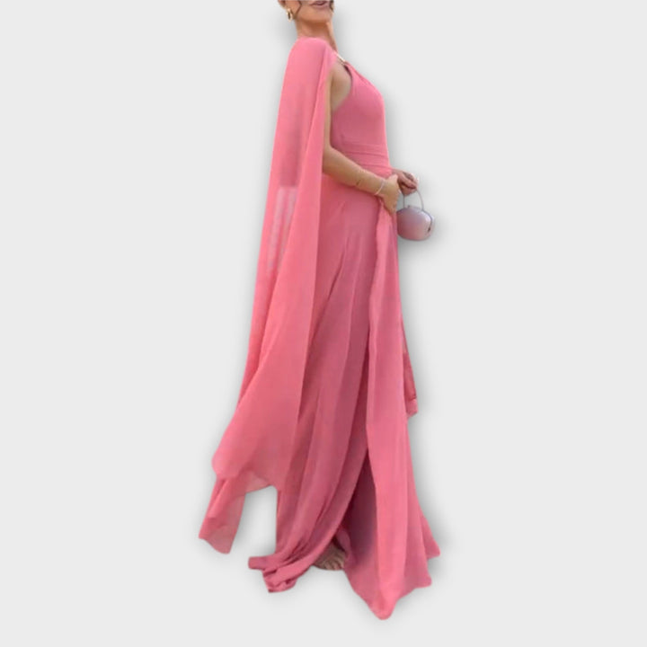 Mabel - Robes maxi élégantes avec cape et fente haute