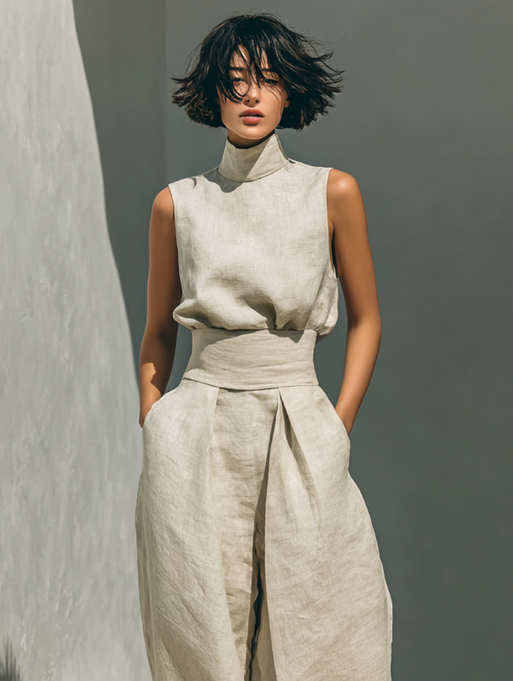 Mode Lumiére™  | ENSEMBLE PANTALON LARGE EN COTON POUR FEMME