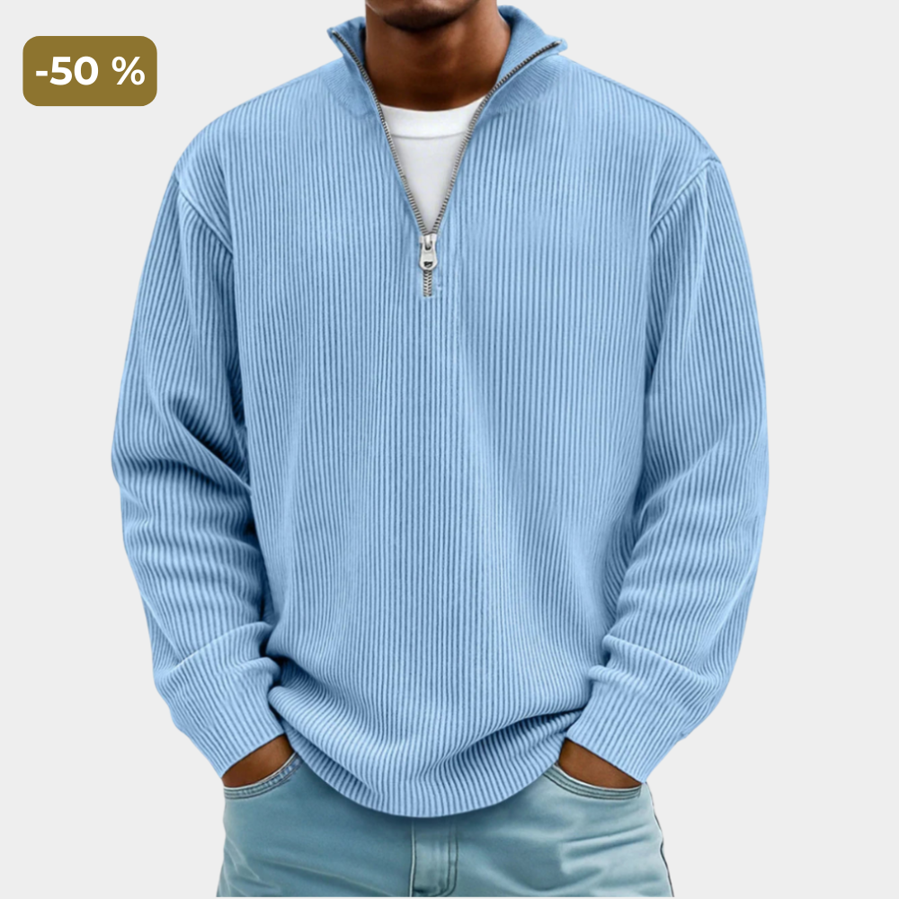 Pull Zippé Texturé au Style Moderne