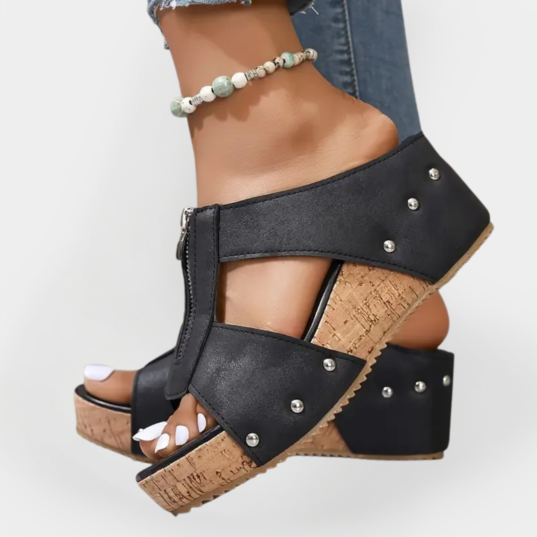 Mode Lumiére™ Sandales confortables à talons et fermeture éclair