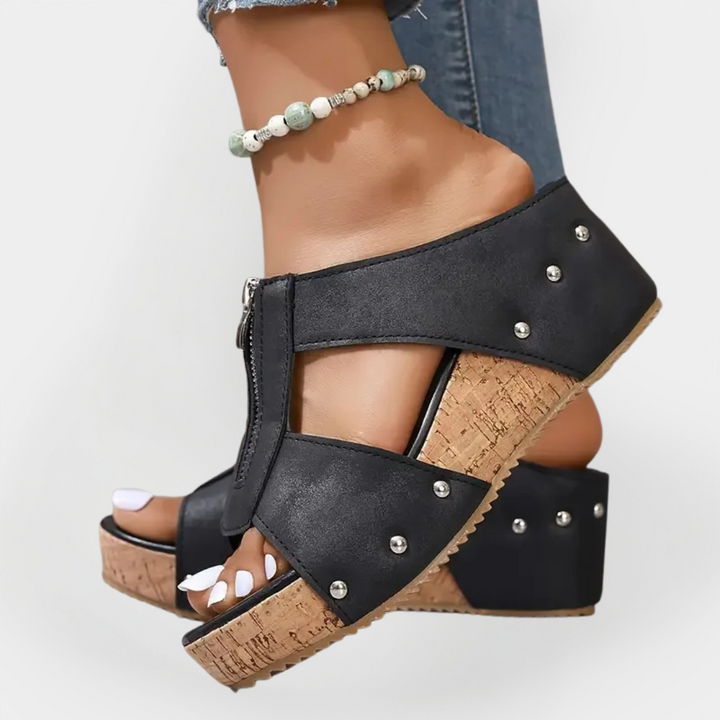 Mode Lumiére™ Sandales confortables à talons et fermeture éclair