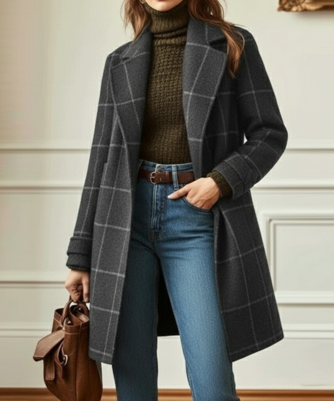 Arvae – Manteau à carreaux raffiné