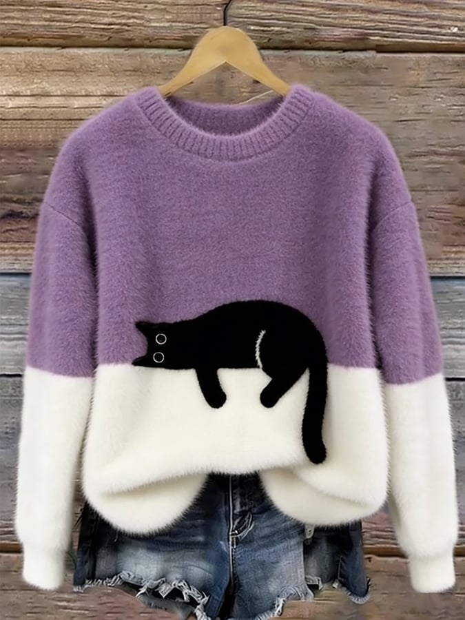 Sweat Femme avec Motif de Chat
