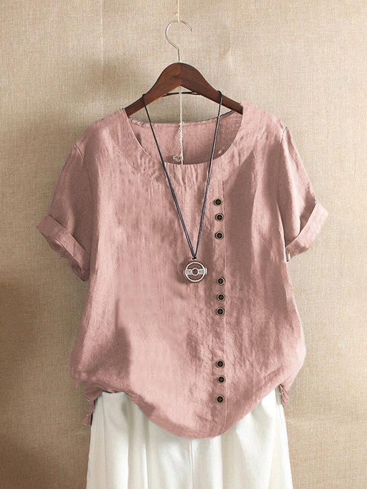 Mode Lumiére™ | Blouse Aérée avec Patte de Boutonnage Bianca