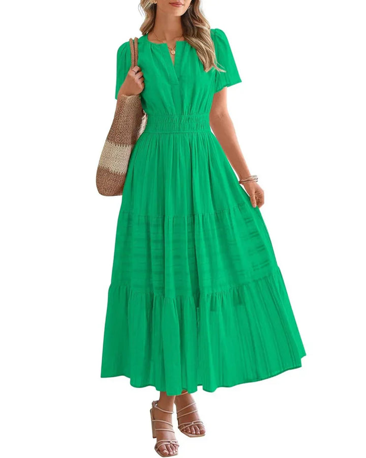 Sophie | Robe Maxi Évasée à Taille Froncée