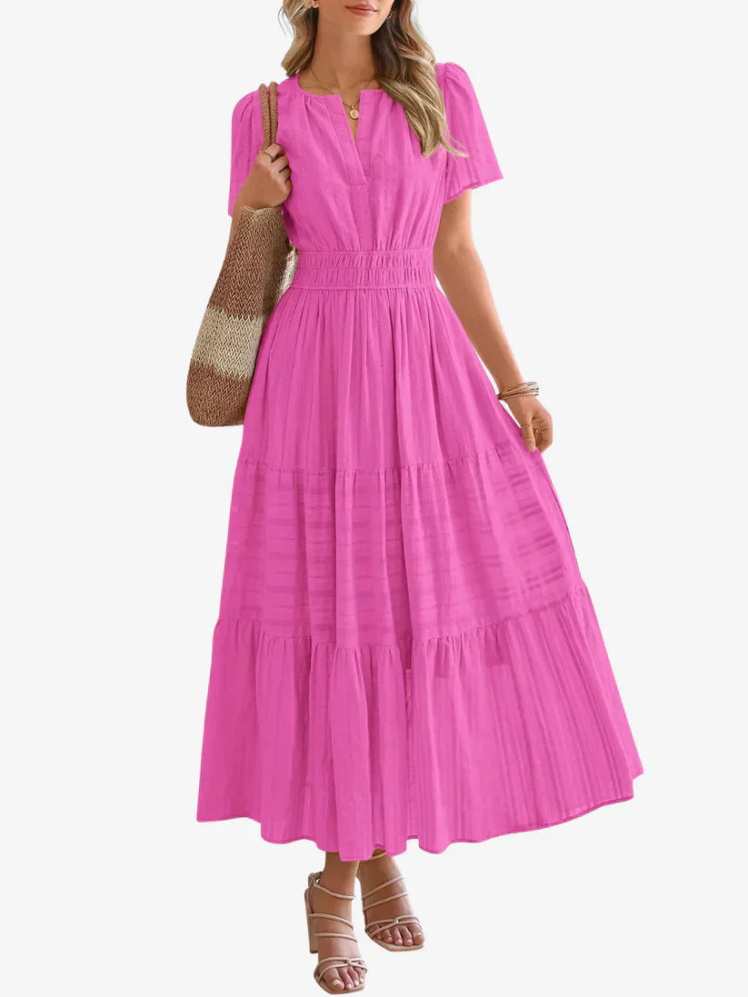 Sophie | Robe Maxi Évasée à Taille Froncée