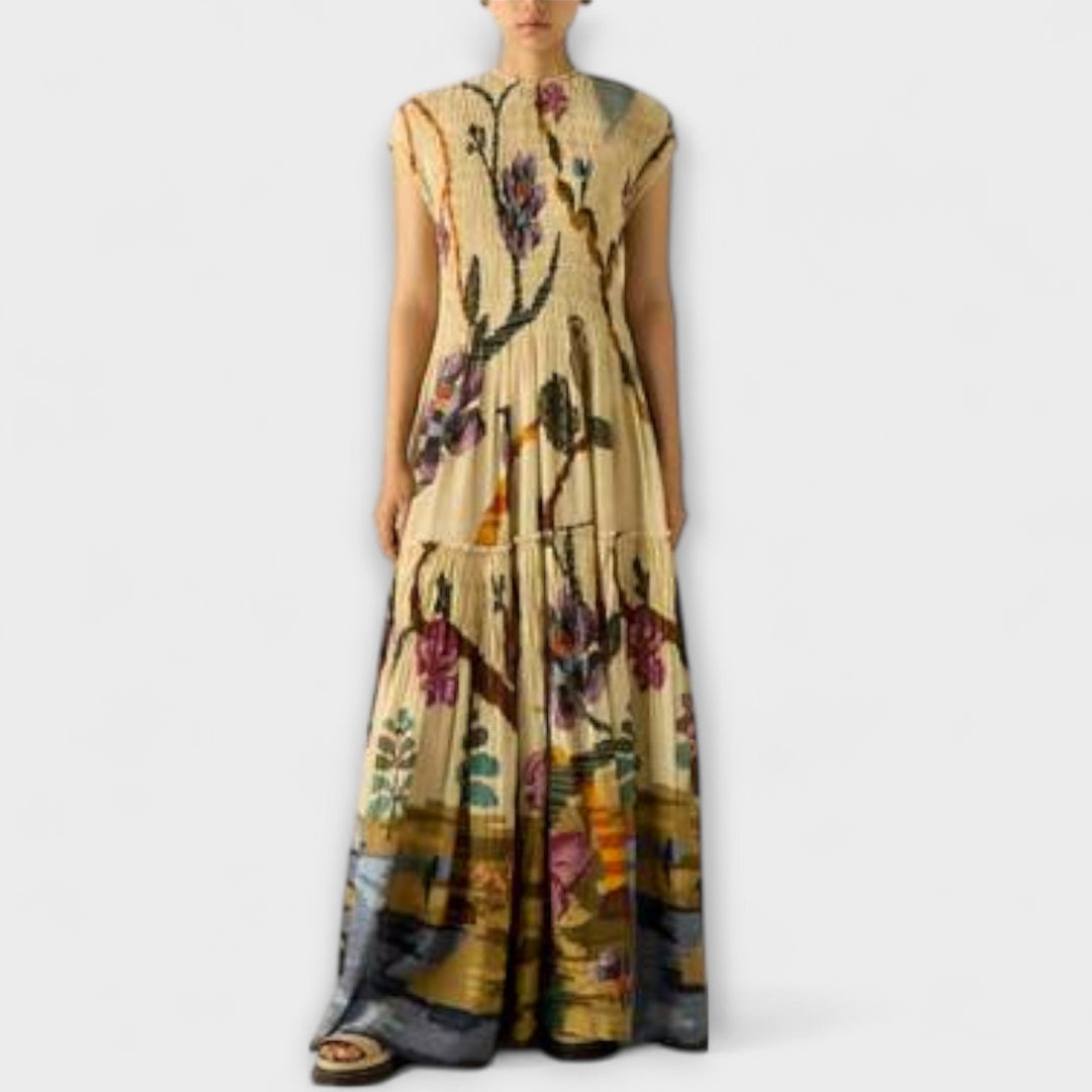 Amanda - Robe maxi à motif plissé