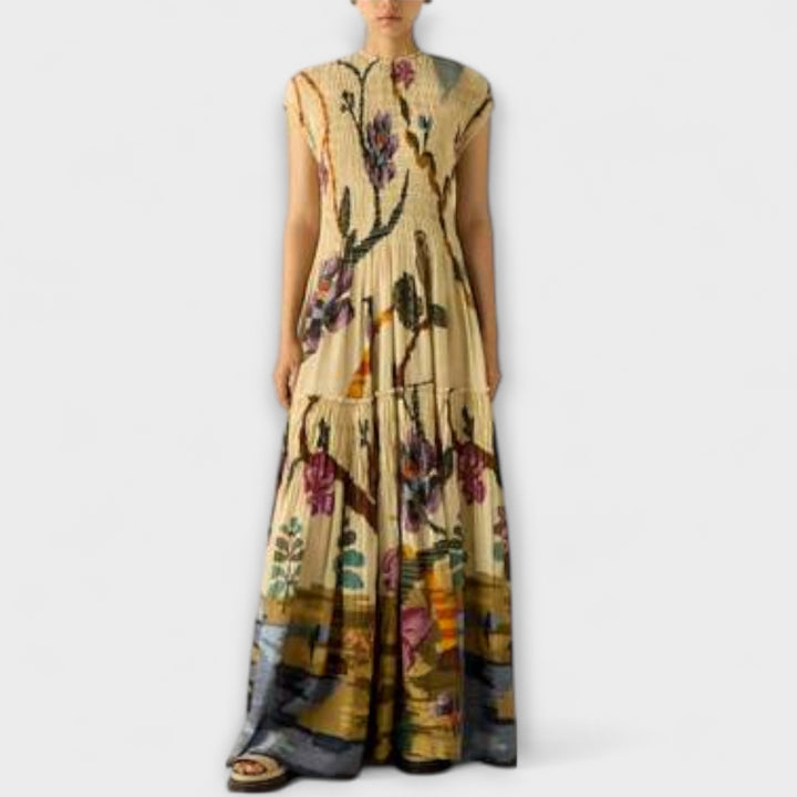 Amanda - Robe maxi à motif plissé