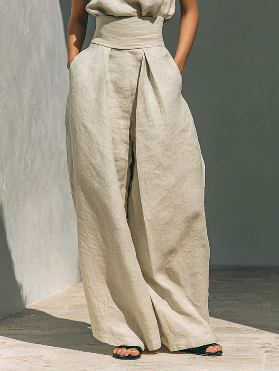 Mode Lumiére™  | ENSEMBLE PANTALON LARGE EN COTON POUR FEMME