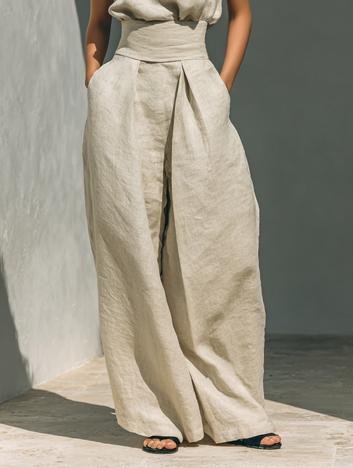Mode Lumiére™  | ENSEMBLE PANTALON LARGE EN COTON POUR FEMME