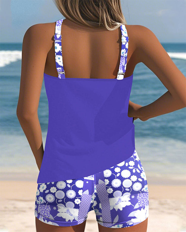 Laluna | Tankini 2 Pièces Fleuri & Short de Bain