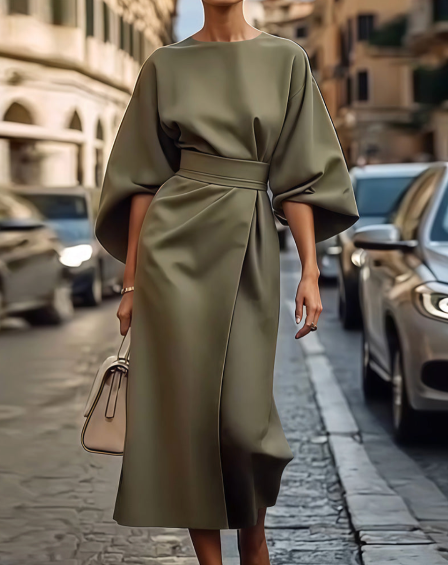 Mode Lumiére™| Robe Maxi Élégante à Manches Volumineuses