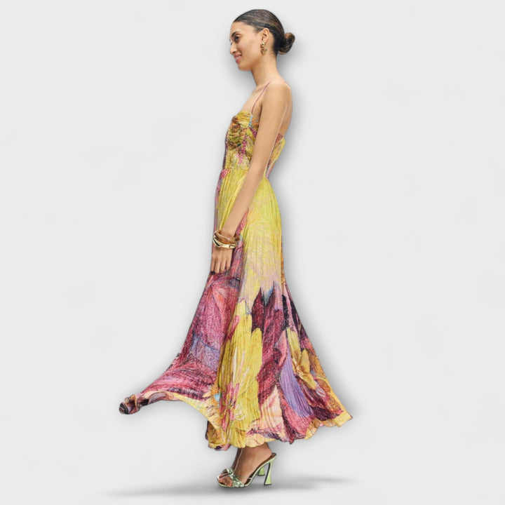 Kiara - Robe maxi avec un motif Ikat vif