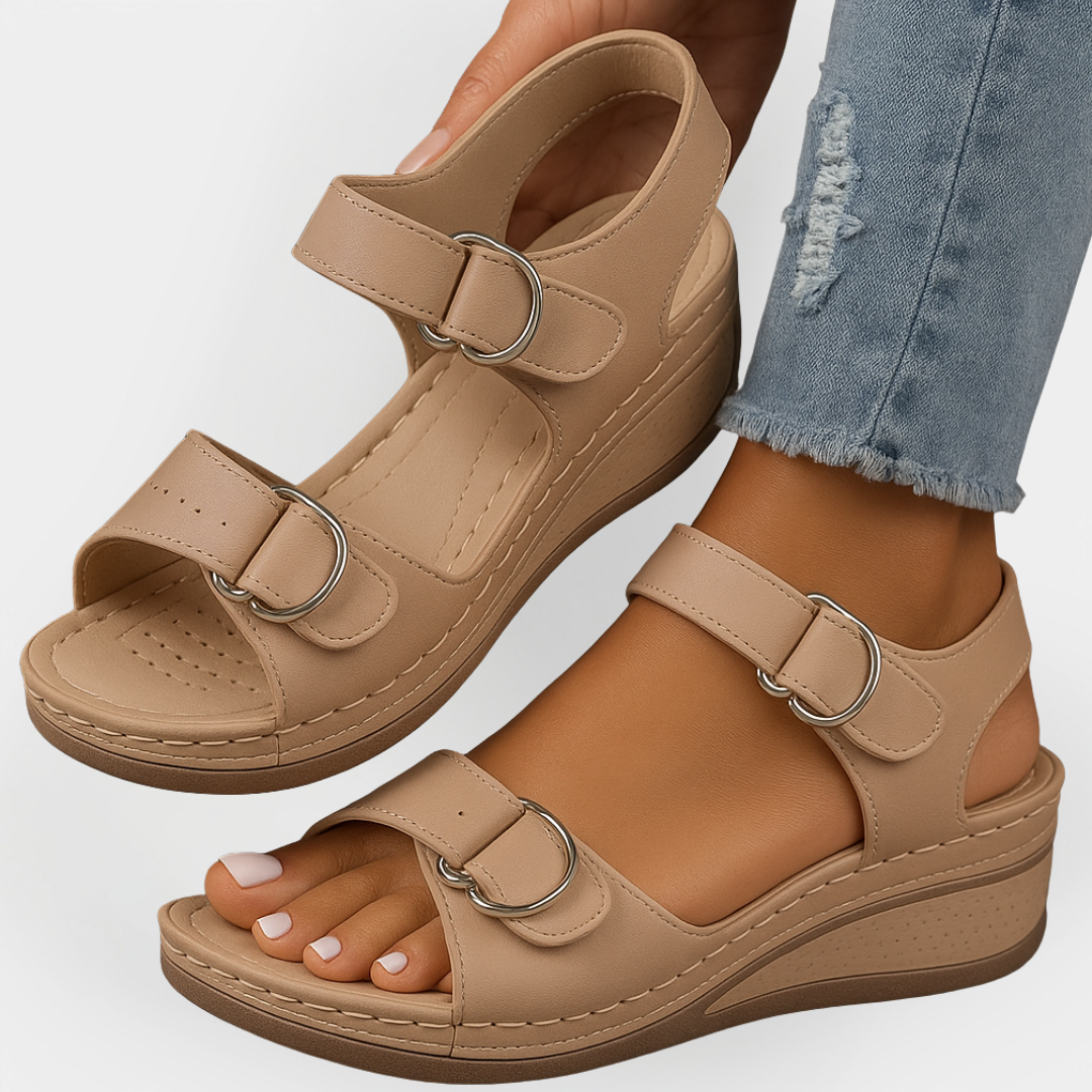 Mode Lumiére™ Sandales orthopédiques en cuir avec talon