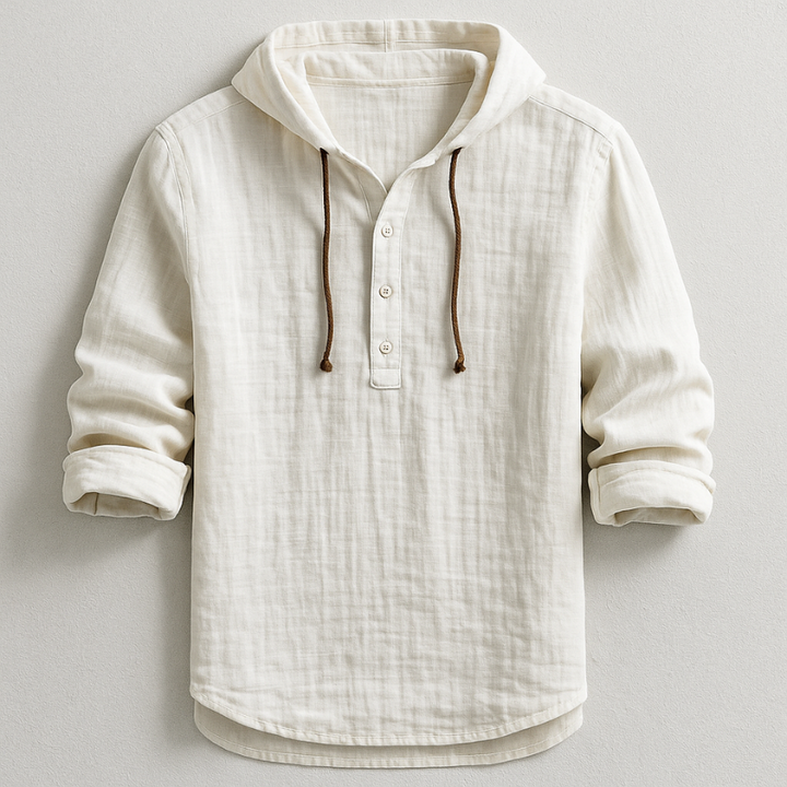 Mode Lumiere™ | Chemise à Capuche Élégance Décontractée en Lin Premium