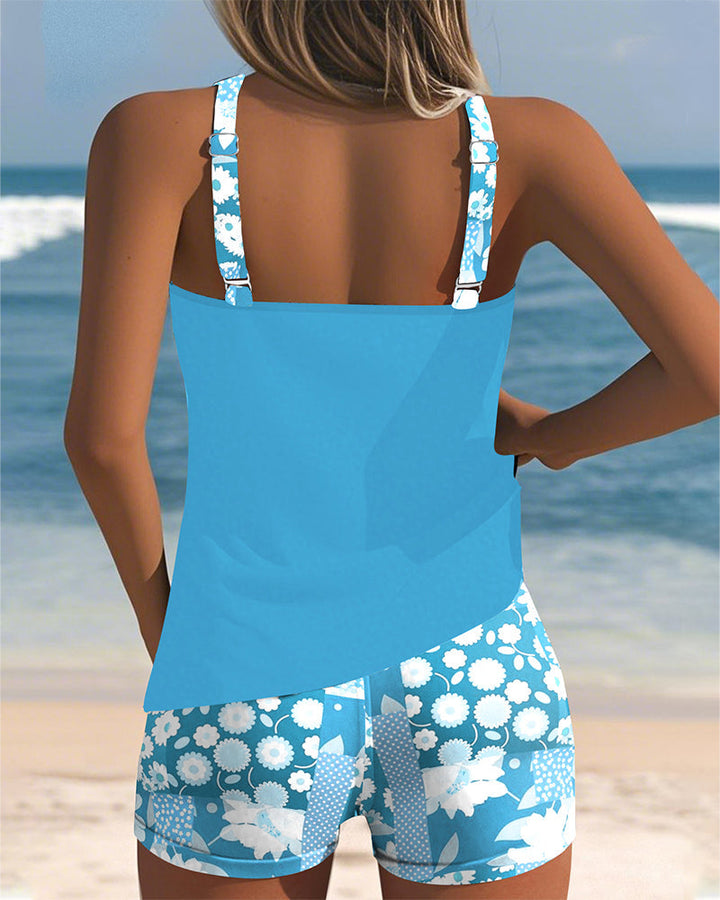 Laluna | Tankini 2 Pièces Fleuri & Short de Bain