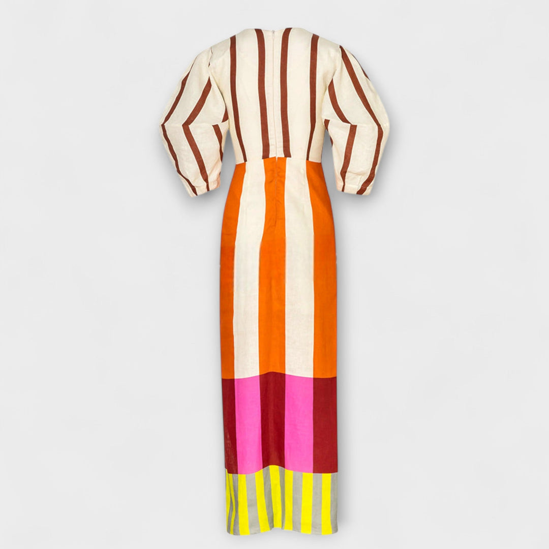 Kaya - Robe maxi avec décolleté et manches bouffantes