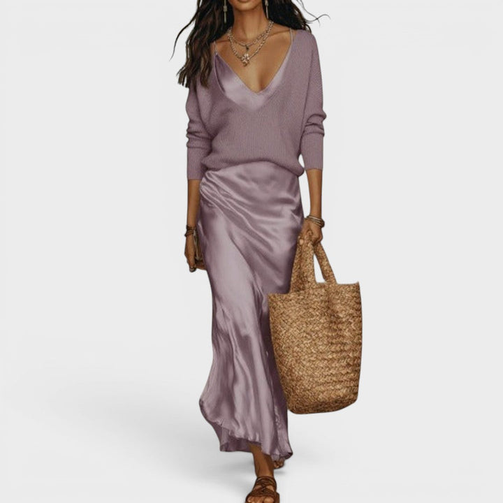 Oriane™ | Robe midi satinée élégante