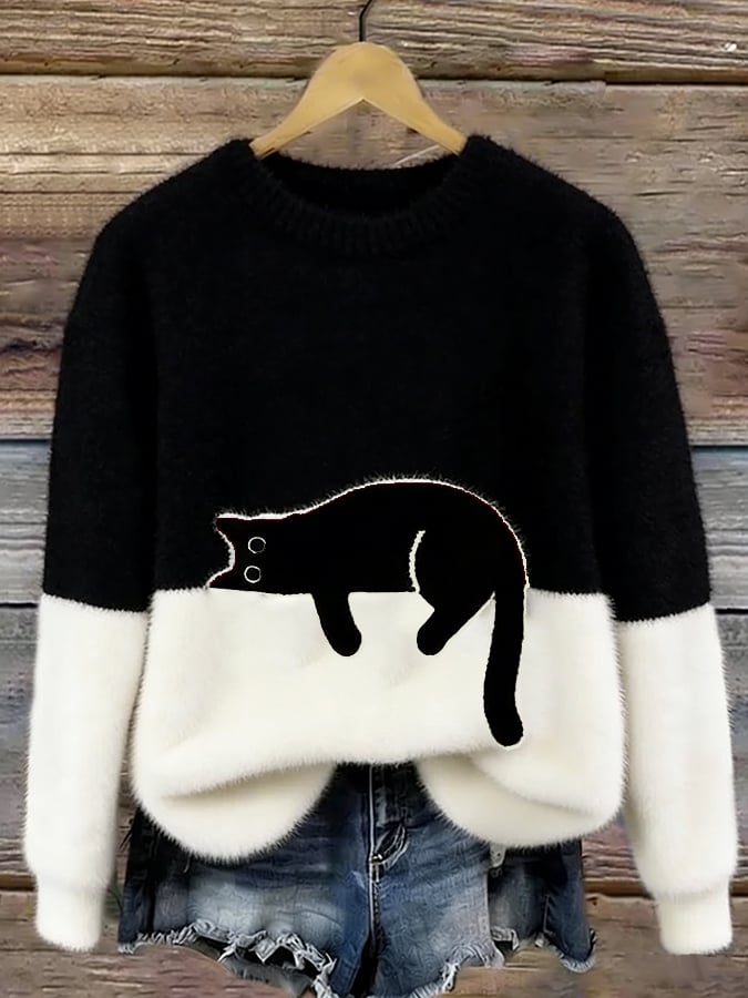 Sweat Femme avec Motif de Chat