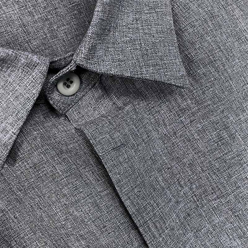 Mode Lumiére™ | Chemise en Lin et Coton avec Col Décontracté pour Homme