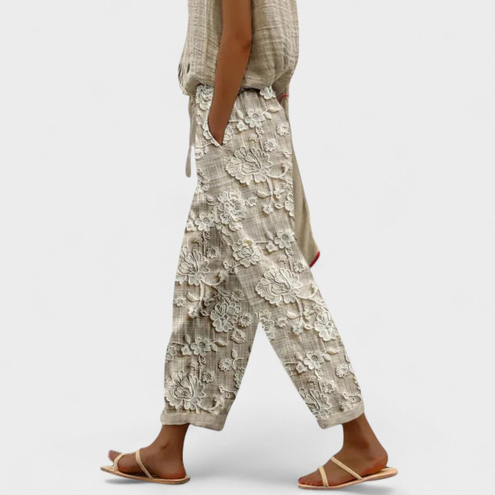 Mode Lumiére™ Pantalons floraux élastiques et confortables
