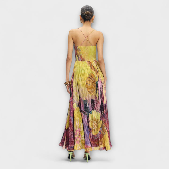 Kiara - Robe maxi avec un motif Ikat vif