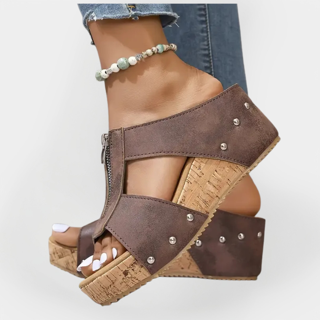Mode Lumiére™ Sandales confortables à talons et fermeture éclair