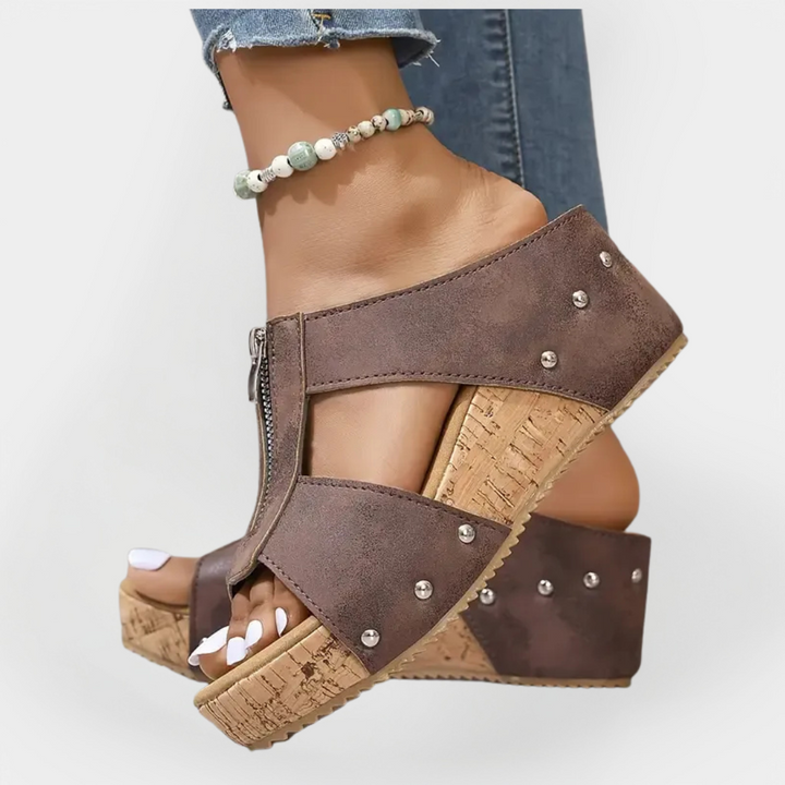 Mode Lumiére™ Sandales confortables à talons et fermeture éclair