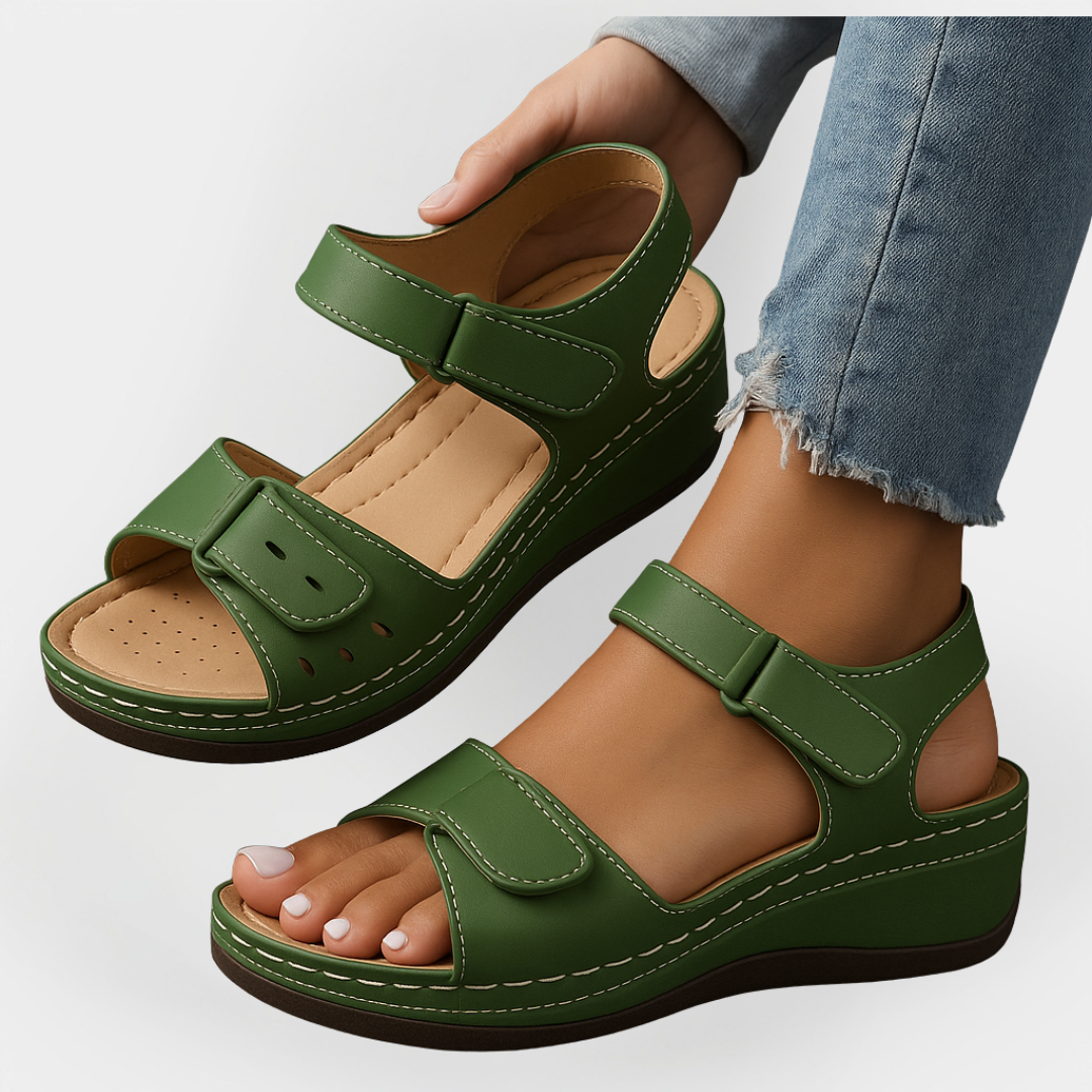 Mode Lumiére™ Sandales orthopédiques en cuir avec talon