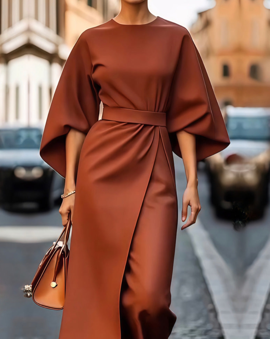 Mode Lumiére™| Robe Maxi Élégante à Manches Volumineuses