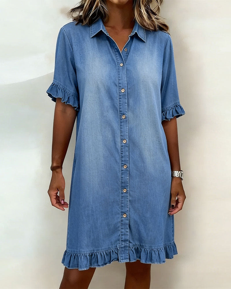Mode Lumiere™ | Robe en Denim Confortable avec Plis Flatteurs