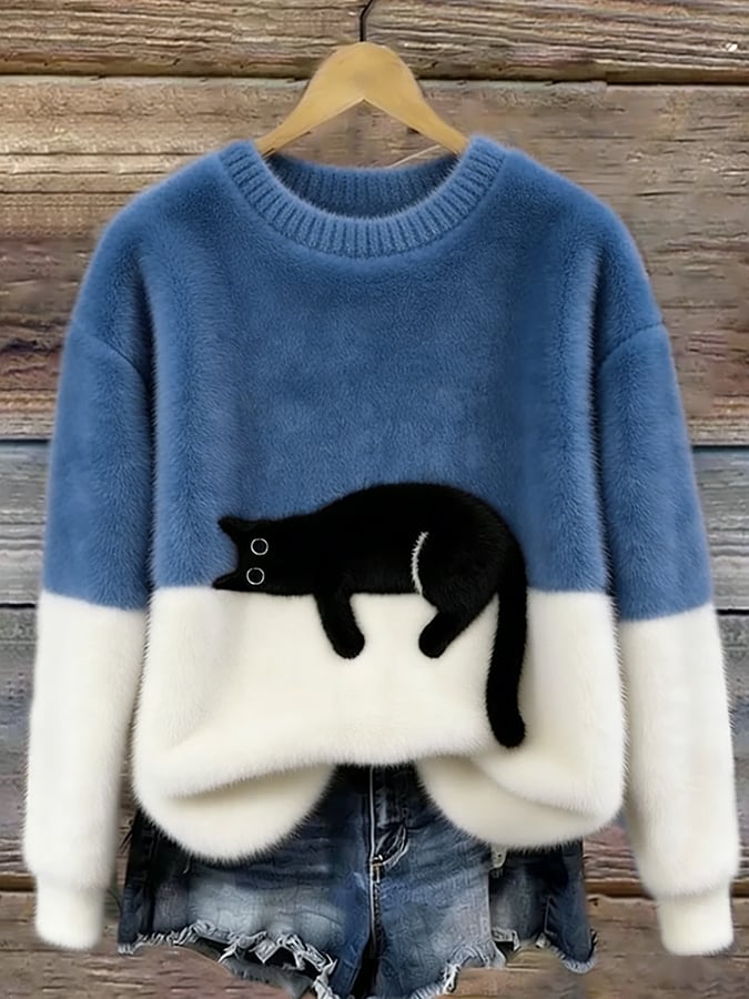 Sweat Femme avec Motif de Chat