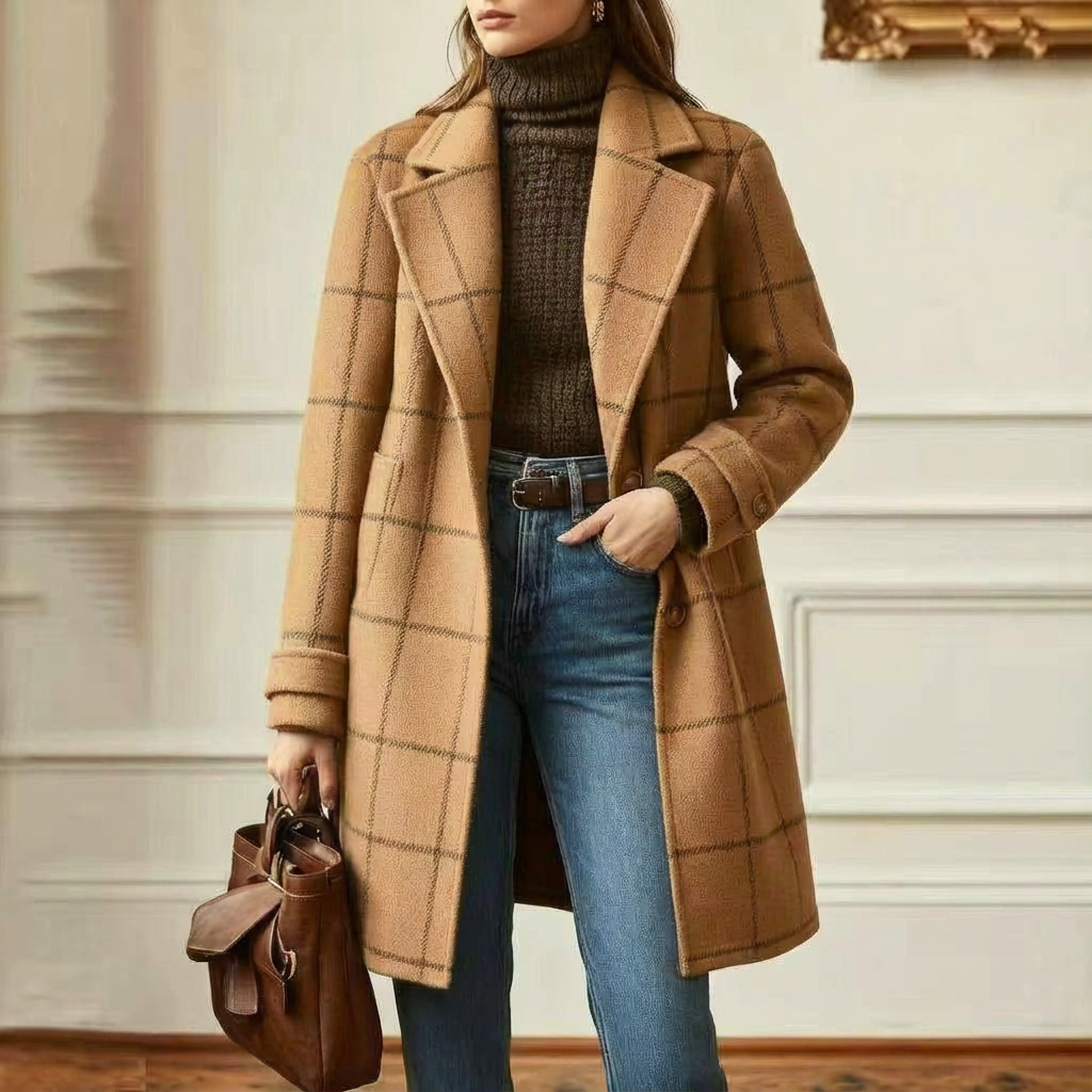 Arvae – Manteau à carreaux raffiné